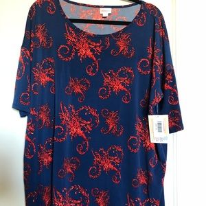 LuLaRoe (maxi feel) XL Irma (deep navy with red)